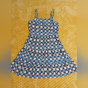 LOFT Blue and Brown Floral Mini Dress